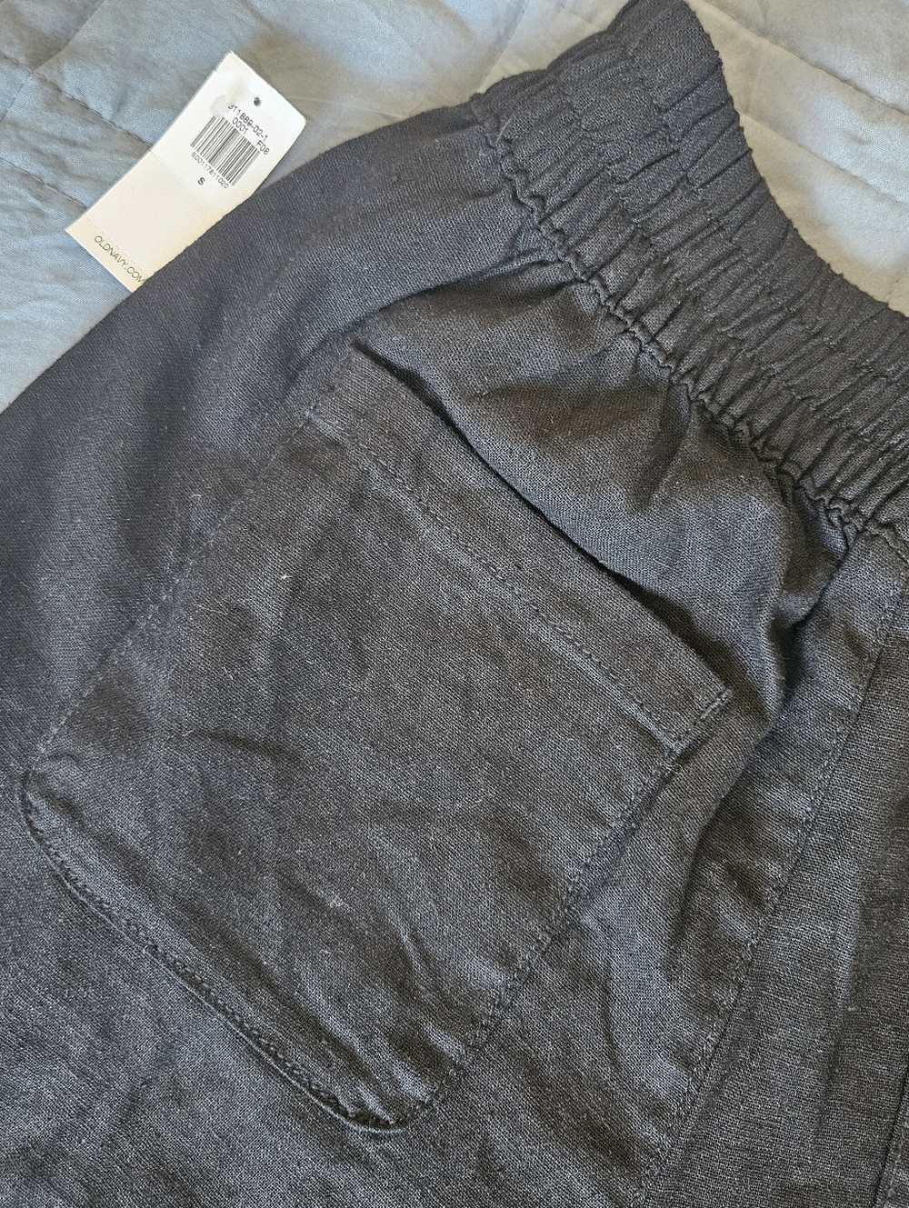 NWT Old Navy Linen Blend Black Pants High Elastic Waist Size S - Picture 7 of 12